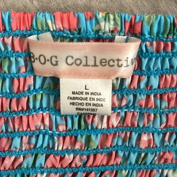 NWOT B.O.G Collective Floral Corset Dress Pink Turquoise, Size L - Picture 2 of 13